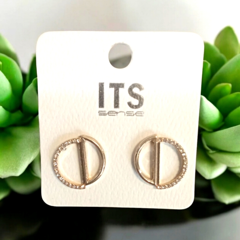 Gold Circular Rhinestone Earrings